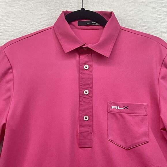 RLX Ralph Lauren Shirt Mens Small Pink Polo Golf Pocket Logo Performance Casual - Picture 4 of 8